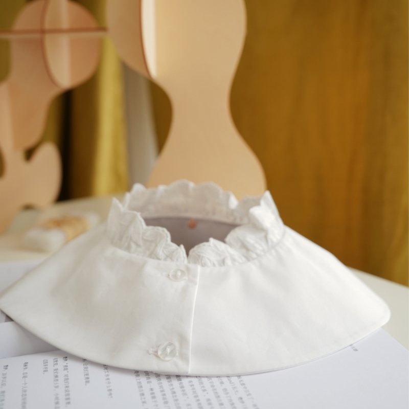 TT unique原创设计日系文艺田园美好铃兰纯棉白色衣领实用假领子 - 图0