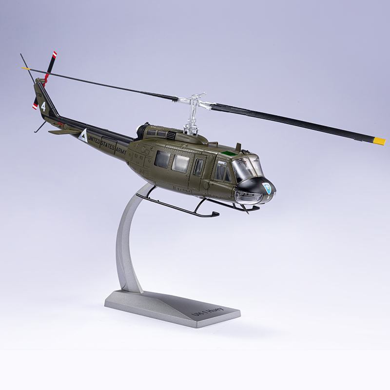 1:48 UH1美国陆军贝尔 UH-1休伊通用直升机合金成品仿真军事模型-图1