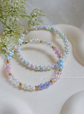 WingYah原创甜心少女系列花生珠手环清新甜美糖果百搭叠戴ins手链