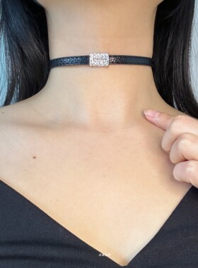 孙千同款项圈皮革字母百搭项圈