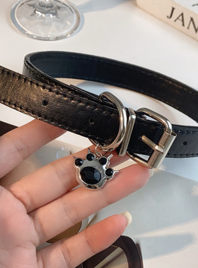 甜酷辣妹猫爪吊坠choker项圈女y2k可爱性感皮革锁骨链高级感颈链