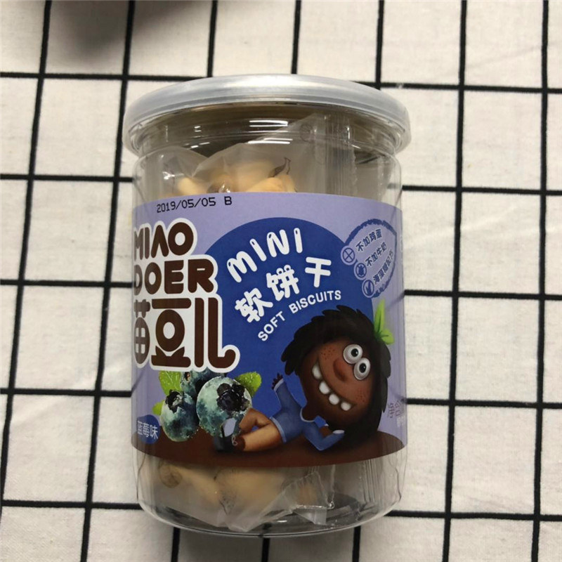 苗豆儿软饼干小孩零食海澡糖宝宝饼干草莓香蕉60g*4桶包邮包装 - 图0