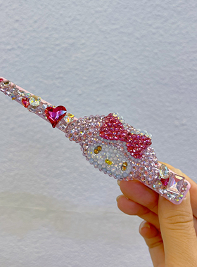 进口水晶钻美乐蒂可爱刘海边夹长夹
