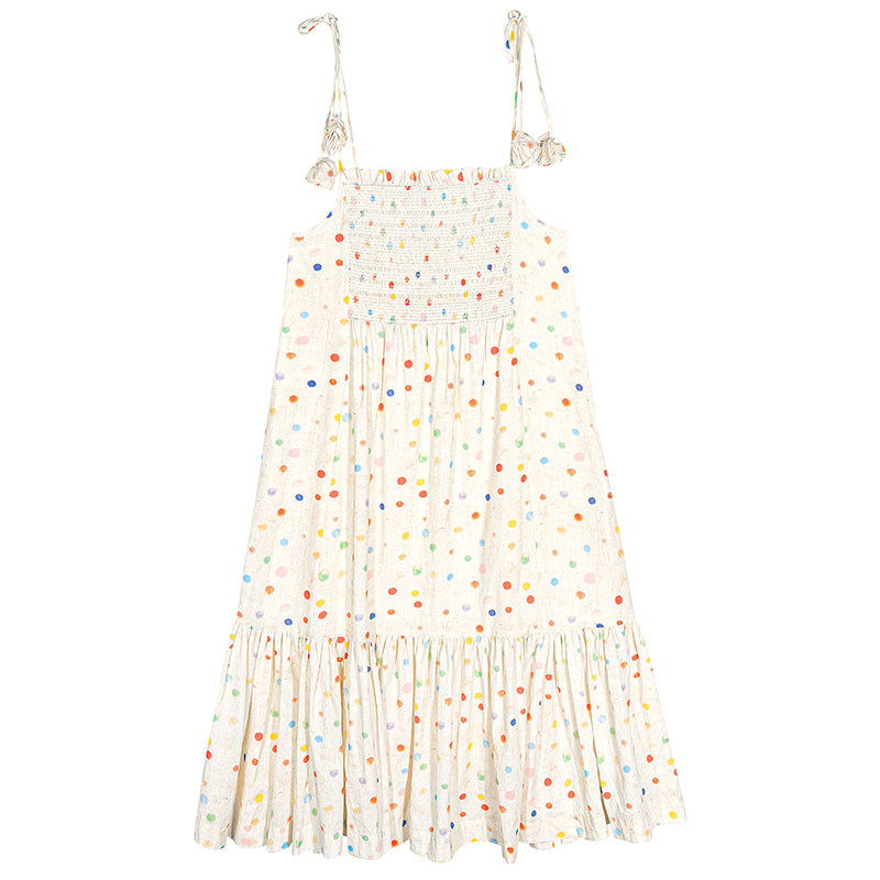 落落狷介适合小个子的穿搭吊带连衣裙女波点印花吊带裙夏季大摆裙,淘宝优惠券,粉丝福利购,淘宝优惠卷