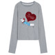 Women's grey long-sleeved grey T-shirt