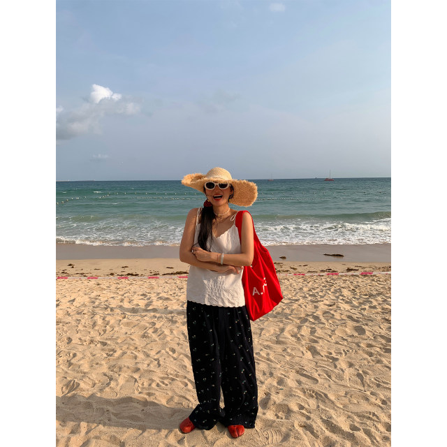 Luoluo Gongjie summer embroidered ກາງເກງຂາກວ້າງສໍາລັບແມ່ຍິງ