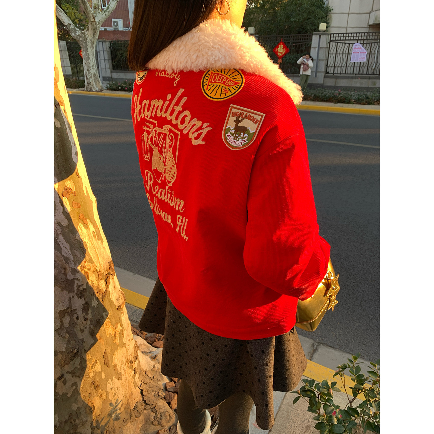 落落狷介棉服女款冬季灯芯绒短外套女2025新款小个子红色刺绣夹棉,淘宝优惠券,粉丝福利购,淘宝优惠卷