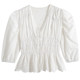Luoluo Gongjie ເສື້ອຢືດ lace ບາງໆ summer cardigan ສີຂາວ