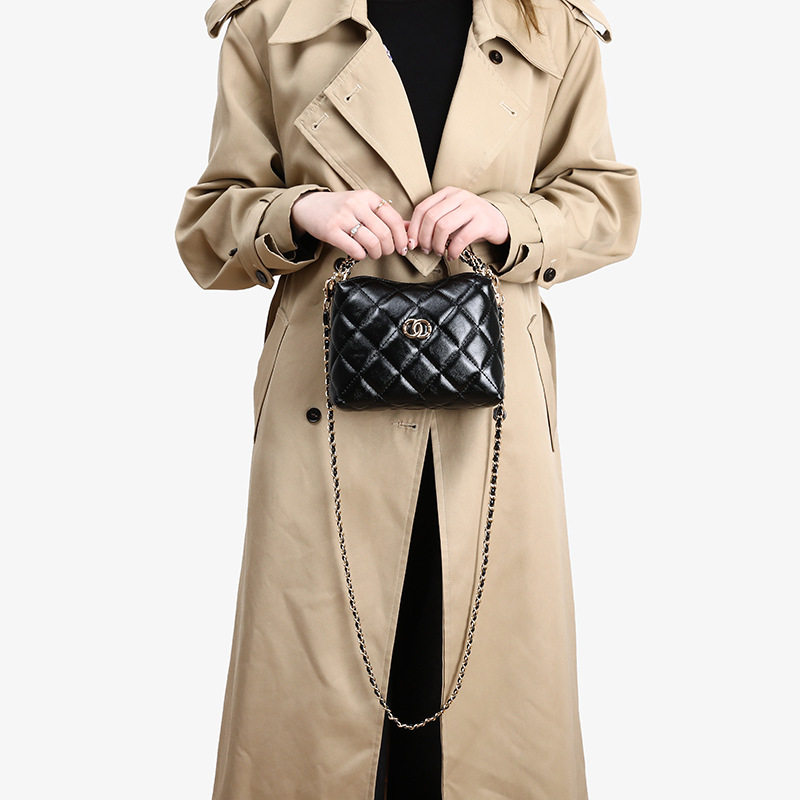 小香风菱格链条2025新款秋冬高级感真皮香奈包包女百搭单肩斜挎包,淘宝优惠券,粉丝福利购,淘宝优惠卷