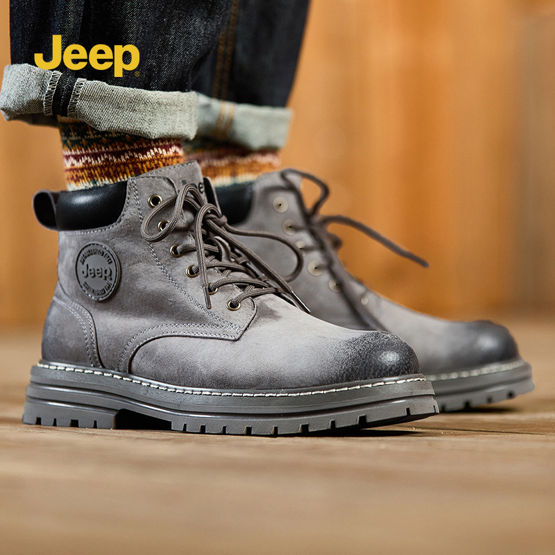 jeep吉普马丁靴男新款大黄靴工装机车耐磨秋复古男士鞋P234M08386 - 图2