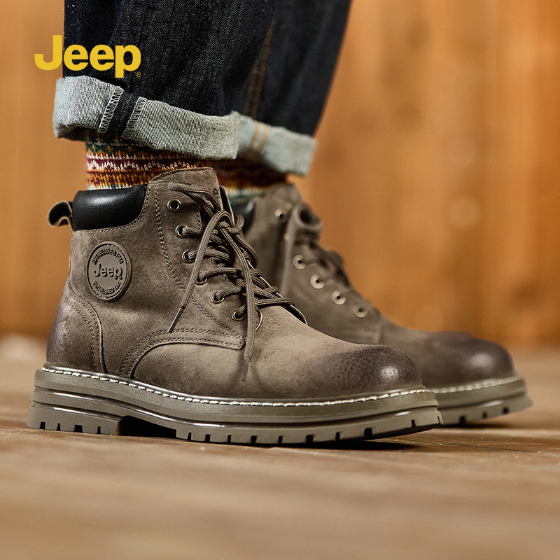 jeep吉普马丁靴男新款大黄靴工装机车耐磨秋复古男士鞋P234M08386 - 图1