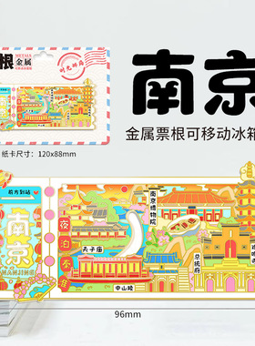金属卡通票根滑轨系列热门景点合集文创磁吸旅游建筑城市冰箱贴