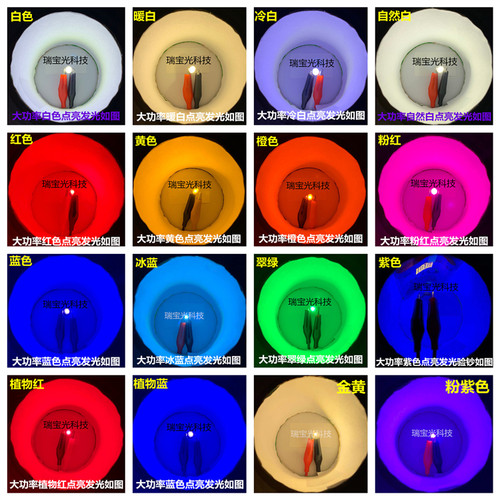免驱动大功率LED灯珠 3.7V5V12V红黄蓝绿粉白紫光DIY带透镜散热器 - 图0