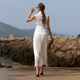 Elegant dress ສີຂາວປອມສອງສິ້ນຊຸດ