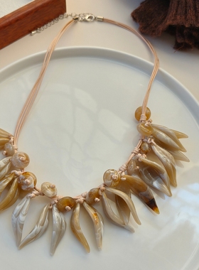 欧美风不规则叶片短款锁骨链女