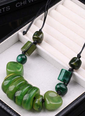 海边度假绿色长款夸张装饰项链2026新款小众波西米亚毛衣链配饰