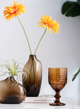 复古浮雕风圆形冷饮杯奶茶店花瓶