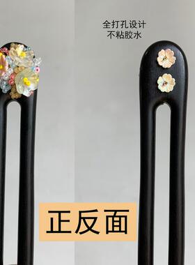 清爽夏季多彩花朵流苏发簪简约女