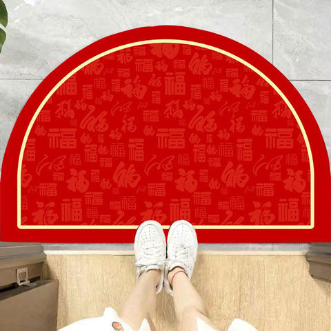 马年地垫硅藻泥半圆形门垫浴室垫门口入户红色地毯防滑可裁剪垫子,淘宝优惠券,粉丝福利购,淘宝优惠卷