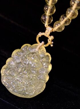 天然黄水晶项链女款九尾狐简约百搭饰品礼物送女友闺蜜生日礼物