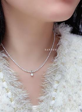 s925银万能扣单钻吊坠可拆卸项链