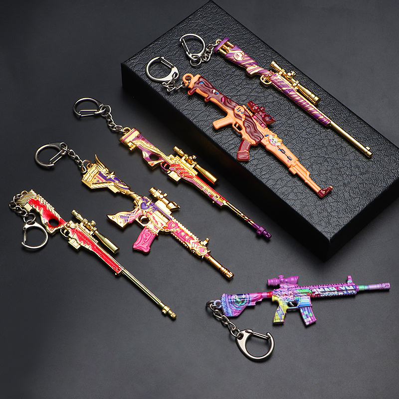 和平绝地吃鸡精英小号枪皮肤模型合金玩具摆件98k AWM挂件钥匙扣 - 图1