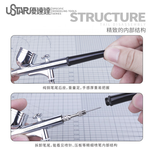 优速达S130喷笔纪念版 高达手办模型上色喷涂双动0.3mm喷针/喷嘴 - 图2