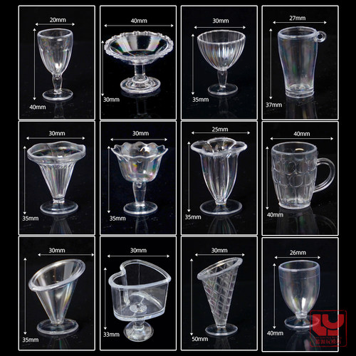 水晶杯套装 粘土奶油土Diy工具材料 仿真模型手办迷你水晶泥杯子 - 图1