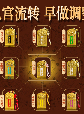 2026年九宫飞星得令牌九宫牌房屋方位缺角五黄二黑挂件吉祥物装饰