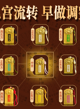 2026年九宫飞星得令牌九宫牌房屋方位缺角五黄二黑挂件吉祥物装饰