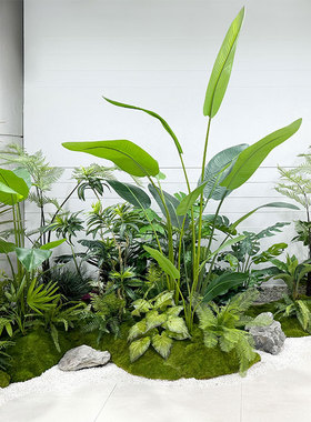 大型仿真绿植旅人蕉龟背竹落地室内植物摆件猴头蕨棕榈树造景装饰