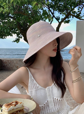 日系和纸大檐防晒可折叠草帽女