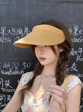 拉菲草帽出游女夏遮阳防晒空顶帽