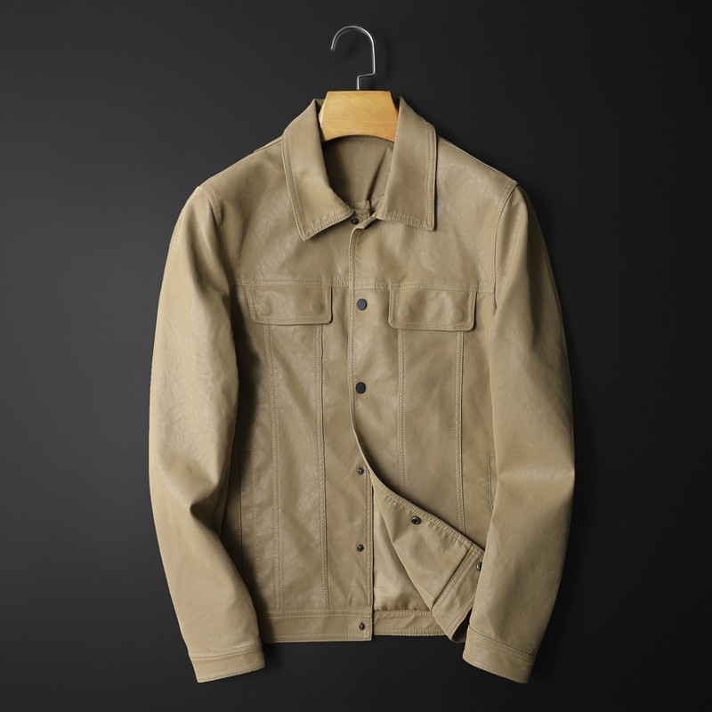 2024秋冬新款男士翻领机车皮外套 修身潮男皮衣6669 P185黑卡,淘宝优惠券,粉丝福利购,淘宝优惠卷