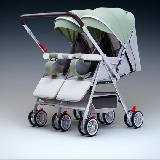 Elevator-accessible twin strollers are lightweight and foldable