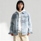 Strawberry Bear Denim Jacket Washed Loose Fit Men's Jacket