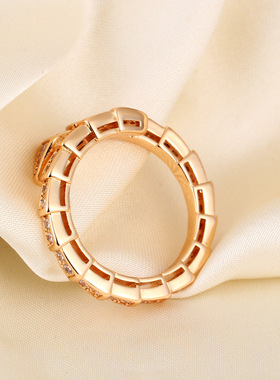 爆款镶锆石满钻蛇骨戒指东大门百搭时尚大气可调节开口送女友礼物