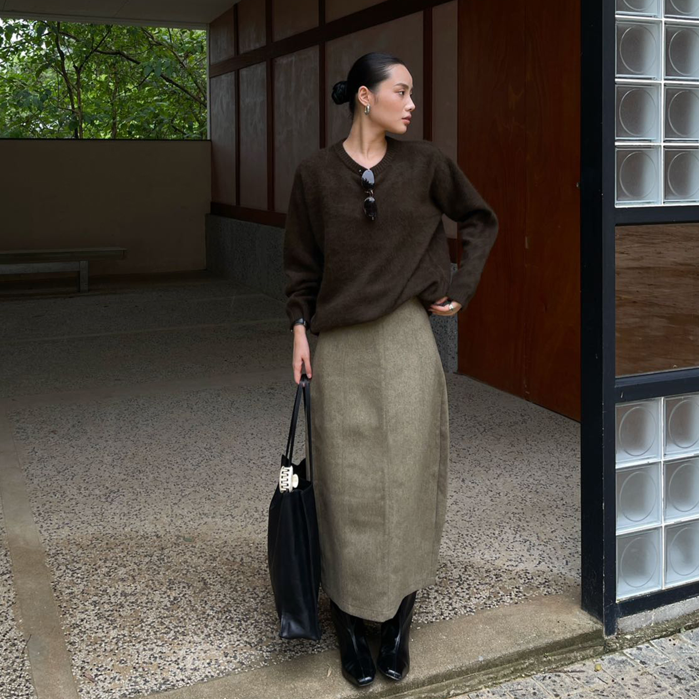 PURITY YH日系小众时尚显瘦半裙百搭羊毛花苞气质半身裙女裙子 - 图1