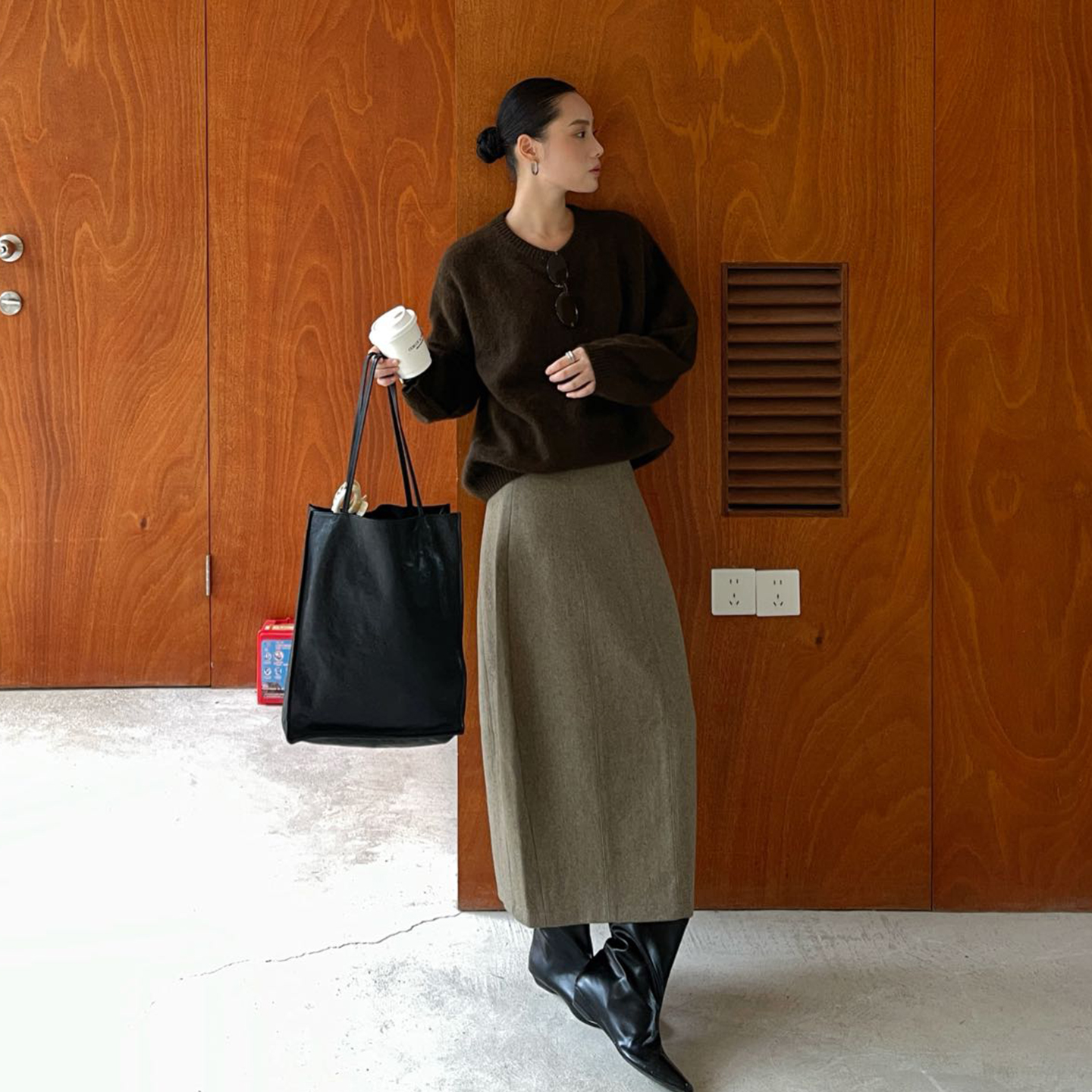 PURITY YH日系小众时尚显瘦半裙百搭羊毛花苞气质半身裙女裙子 - 图3