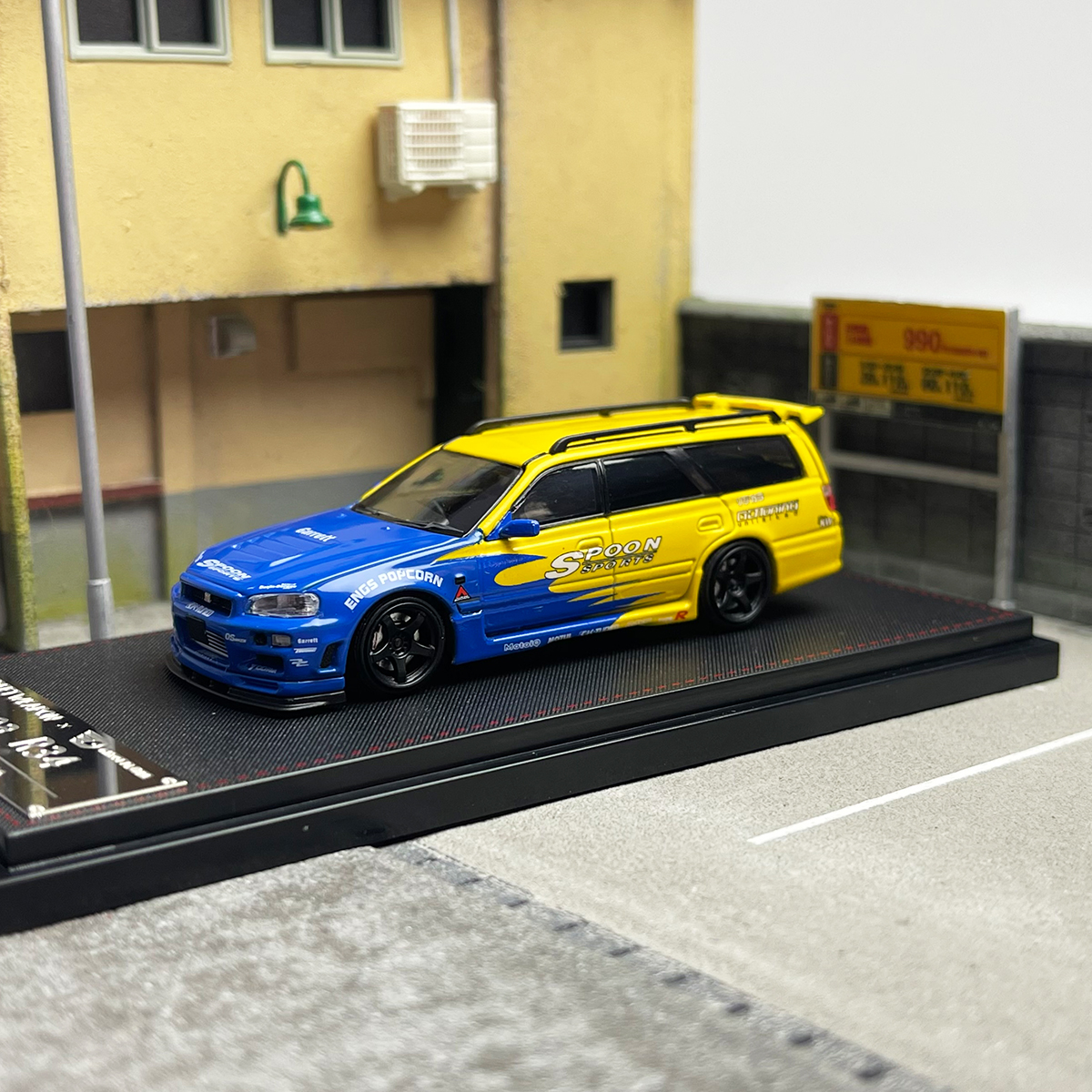 SW1:64 Stagea R34 GT-R Wagon spoon瓦罐合金车汽车模型-图3