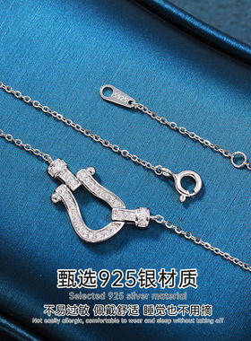 925银马蹄扣微镶轻奢锁骨链女