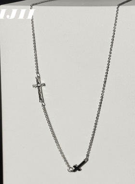 925纯银十字架细链条项链