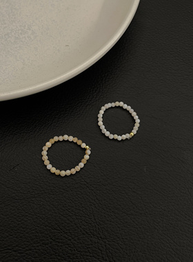 韩系贝母珠串天然淡水珍珠简约母贝串珠弹力绳戒指指环女款松紧