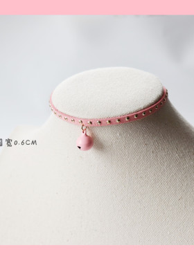 拍三免一项圈皮绳铆钉细带铃铛女