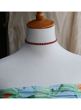 皮绒绳铆钉项圈女蹦迪少女choker