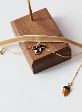 可爱锁骨链丝绒带女吊坠项链童趣