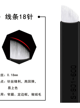 黑皮纹绣排针18针美瞳线