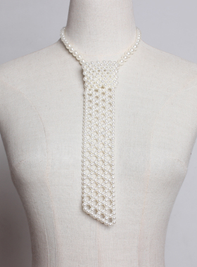 编织女士复古法式领结韩版珍珠