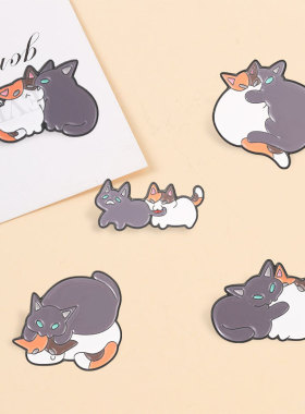 可爱蓝猫三花猫金属徽章胸针饰品