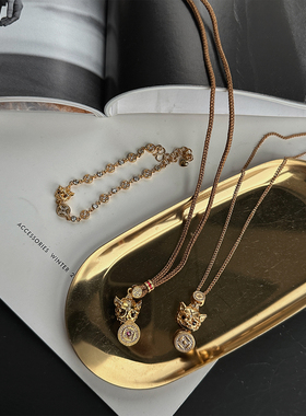 徐琳mini生活馆 中式感古法金色錾雕古币貔貅吊坠项链/手链